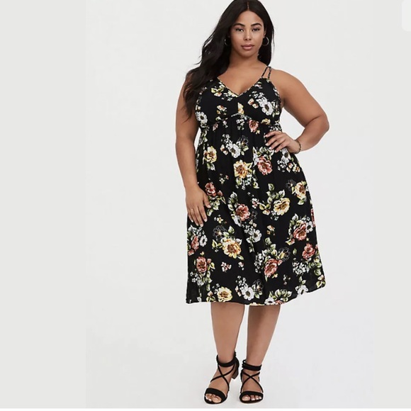 mixed print midi dress